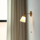 GobekUsa Ceramic LED Wall Light Striped White Modern Nordic Pull Chain Mirror Lamp