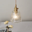 GobekUsa Clear Glass LED Pendant Light Fixture Modern Copper Knob Switch Hang Lamp