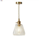 GobekUsa Clear Glass LED Pendant Light Fixture Modern Copper Knob Switch Hang Lamp
