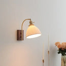 GobekUsa Ceramic Walnut LED Wall Lights Modern Bedside Lamp - Knob Switch