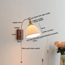 GobekUsa Ceramic Walnut LED Wall Lights Modern Bedside Lamp - Knob Switch