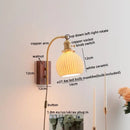 GobekUsa Ceramic Walnut LED Wall Lights Modern Bedside Lamp - Knob Switch