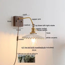 GobekUsa Ceramic Walnut LED Wall Lights Modern Bedside Lamp - Knob Switch