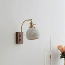 GobekUsa Ceramic Walnut LED Wall Lights Modern Bedside Lamp - Knob Switch