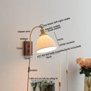 GobekUsa Ceramic Walnut LED Wall Lights Modern Bedside Lamp - Knob Switch