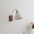 GobekUsa Ceramic Walnut LED Wall Lights Modern Bedside Lamp - Knob Switch