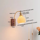 GobekUsa Ceramic Walnut LED Wall Lights Modern Bedside Lamp - Knob Switch
