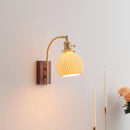 GobekUsa Ceramic Walnut LED Wall Lights Modern Bedside Lamp - Knob Switch