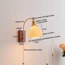 GobekUsa Ceramic Walnut LED Wall Lights Modern Bedside Lamp - Knob Switch