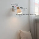 GobekUsa Ceramic LED Wall Lights with Pull Chain Switch, Modern Wood Base Bedside Lamp