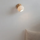 GobekUsa Ceramic LED Wall Lights with Pull Chain Switch, Modern Wood Base Bedside Lamp
