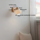 GobekUsa Ceramic LED Wall Lights with Pull Chain Switch, Modern Wood Base Bedside Lamp