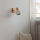 GobekUsa Ceramic LED Wall Lights with Pull Chain Switch, Modern Wood Base Bedside Lamp