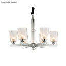 GobekUsa Modern Ribbed Glass Chandelier Pendant - Chrome Finish, 6 Lights for Living Room Ceiling