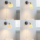 Modern ribbed glass copper led wall lamp bedroom with pull chain by Decorbites
