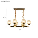 GobekUsa Modern Ribbed Glass Island Pendant with 6 Bulbs, Gold and Black