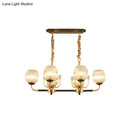 GobekUsa Modern Ribbed Glass Island Pendant with 6 Bulbs, Gold and Black