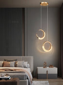 Modern Ring Pendant Light in Acrylic and Plated Metal