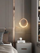 Modern Ring Pendant Light in Acrylic and Plated Metal
