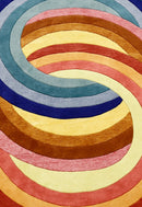 Modern Rings Golden Hand Tufted 5x7 Wool Area Rug
