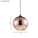 GobekUsa Copper Sphere Pendant Light - Modern 1 Head - 8"/12" Wide - Mirror Glass - Hanging Lamp Kit for Bar