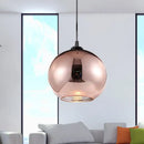 GobekUsa Copper Sphere Pendant Light - Modern 1 Head - 8"/12" Wide - Mirror Glass - Hanging Lamp Kit for Bar