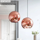 GobekUsa Copper Sphere Pendant Light - Modern 1 Head - 8"/12" Wide - Mirror Glass - Hanging Lamp Kit for Bar