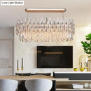 GobekUsa Crystal Island Lamp - Modern Teardrop Pendant Light, Oval Clear, 10 Lights