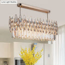 GobekUsa Crystal Island Lamp - Modern Teardrop Pendant Light, Oval Clear, 10 Lights