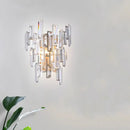GobekUsa Modern Rose Gold Crystal Wall Sconce with Rectangular-Cut Tier Design for Dining Room