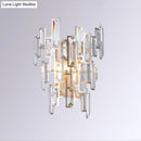GobekUsa Modern Rose Gold Crystal Wall Sconce with Rectangular-Cut Tier Design for Dining Room