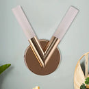 GobekUsa Modern Gold LED Wall Mount Bedroom Sconce Light with V-Shaped White Glass Shade