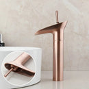 GobekUsa Golden Waterfall Bathroom Faucet Mixer Tap Tall Sink Deck Mounted