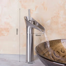 GobekUsa Golden Waterfall Bathroom Faucet Mixer Tap Tall Sink Deck Mounted