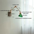 GobekUsa Brass LED Wall Light Fixture Rotatable Glass Stair Lamp