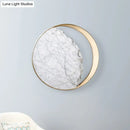 GobekUsa Modern Round Marble and Acrylic White LED Wall Sconce for Bedroom