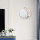 GobekUsa Modern Round Marble and Acrylic White LED Wall Sconce for Bedroom