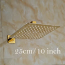 GobekUsa Golden Ultrathin Rainfall Shower Head Set with Wall Mount Brass Arm