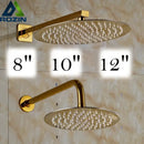 GobekUsa Golden Ultrathin Rainfall Shower Head Set with Wall Mount Brass Arm