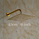 GobekUsa Golden Ultrathin Rainfall Shower Head Set with Wall Mount Brass Arm