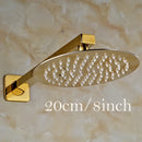 GobekUsa Golden Ultrathin Rainfall Shower Head Set with Wall Mount Brass Arm