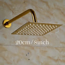 GobekUsa Golden Ultrathin Rainfall Shower Head Set with Wall Mount Brass Arm
