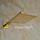 GobekUsa Golden Ultrathin Rainfall Shower Head Set with Wall Mount Brass Arm