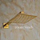 GobekUsa Golden Ultrathin Rainfall Shower Head Set with Wall Mount Brass Arm