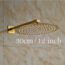 GobekUsa Golden Ultrathin Rainfall Shower Head Set with Wall Mount Brass Arm