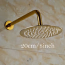GobekUsa Golden Ultrathin Rainfall Shower Head Set with Wall Mount Brass Arm