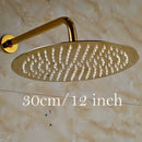 GobekUsa Golden Ultrathin Rainfall Shower Head Set with Wall Mount Brass Arm