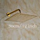 GobekUsa Golden Ultrathin Rainfall Shower Head Set with Wall Mount Brass Arm