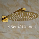 GobekUsa Golden Ultrathin Rainfall Shower Head Set with Wall Mount Brass Arm