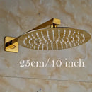 GobekUsa Golden Ultrathin Rainfall Shower Head Set with Wall Mount Brass Arm